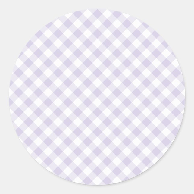 Frühlings-Retro-Gingham | Staubiges Lavendel Runder Aufkleber (Vorderseite)