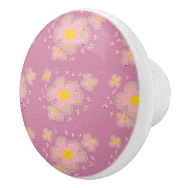 Frühlings-Rosa-Blume Keramikknauf (Rechts)