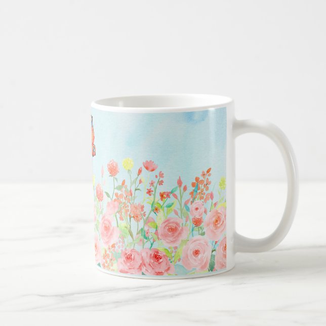 Frühlings-Rosen und -schmetterlinge Kaffeetasse (Rechts)