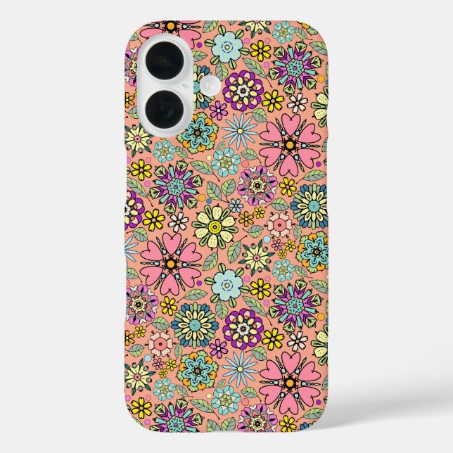 Frühlings-Saison Retro-Blumenfarben Nahtloses Must Case-Mate iPhone Hülle (Rückseite)
