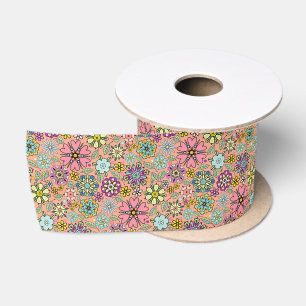 Frühlings-Saison Retro-Blumenfarben Nahtloses Must Satinband