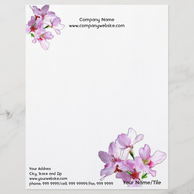 Frühlings-Sakura/Rosa Kirschblüten Briefbogen (Vorderseite)