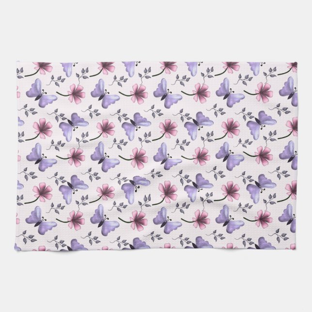 Frühlings-Schmetterling-Blumengeschenk   Geschirrtuch (Horizontal)