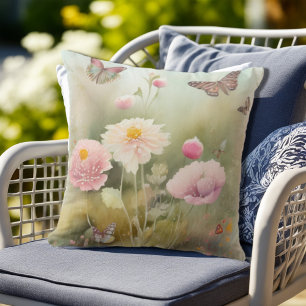 Frühlings-Schmetterlinge und Blumen Kissen