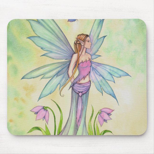 Frühlings-Schmetterlings-Fee Fantasy-Kunst Mousepad (Vorne)