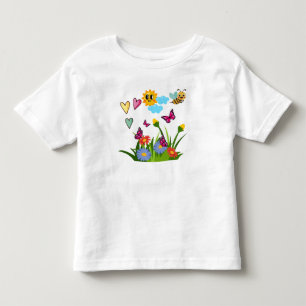 Frühlings-Schmetterlings-Wildblumenwiese Kleinkind T-shirt