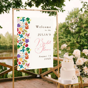 Frühlings-Senfgelb Lila Blumen Brautparty Poster