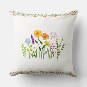 Frühlings-Sommer-Wildblumen Kissen
