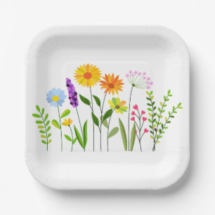 Frühlings-Sommer-Wildblumen Pappteller