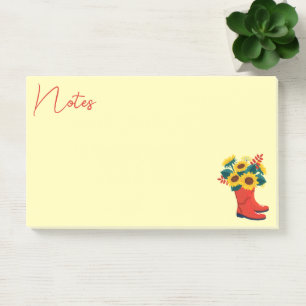 Frühlings-Sonnenblumen und Regenstiefel  Post-it Klebezettel