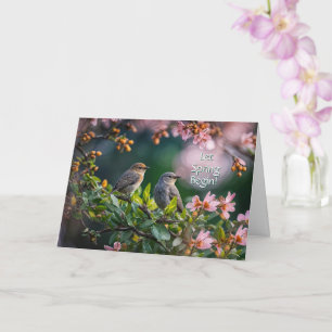 Frühlings-Tagundnachtgleiche Vögel und Blüten Blum Karte