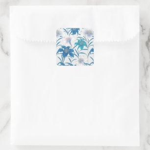 Frühlings-Tulpen Blumen Lilac Blau Quadratischer Aufkleber