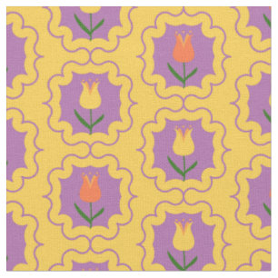 Frühlings-Tulpen in Rahmen - Retro-Blumenmuster Stoff