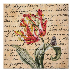 Frühlings-Tulpen und Handschrift Poster