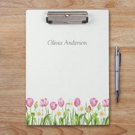 Frühlings-Tulpen- und Narzissen-Blumen-Clipboard Klemmbrett