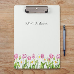Frühlings-Tulpen- und Narzissen-Blumen-Clipboard Klemmbrett