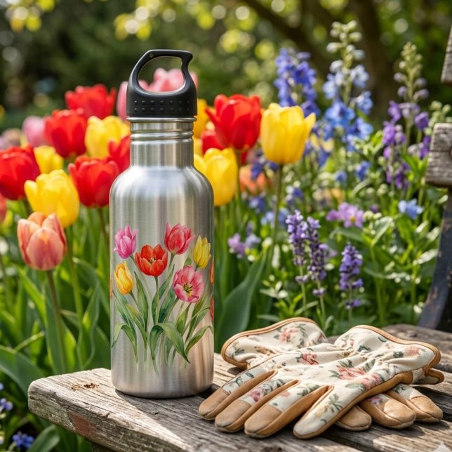 Frühlings-Tulpen-Wasserflasche Edelstahlflasche (Von Creator hochgeladen)