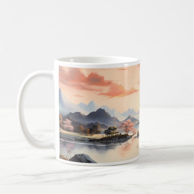 Frühlings-Tuschemalerei Kaffeetasse (Links)