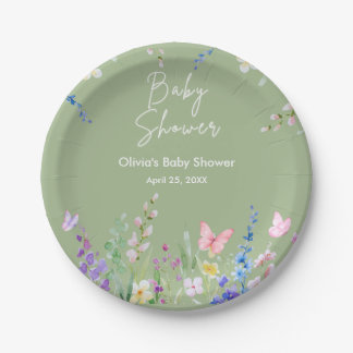 Frühlings- und Sommer-Blumen-Wildblumen-Baby-Party Pappteller