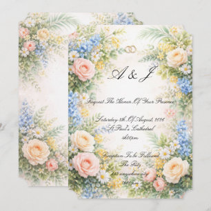 Frühlings- und Sommerblumen-Hochzeitseinladung Einladung
