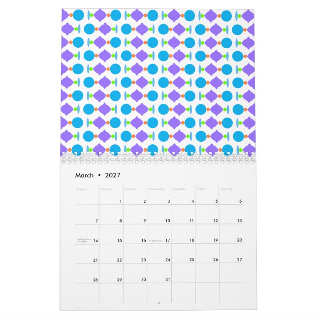 Frühlings-Verzierungen Kalender (Mär 2027)