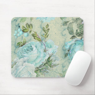 FRÜHLINGS-VINTAGE-BLAUE-ROSEN-MAUSPAD MOUSEPAD