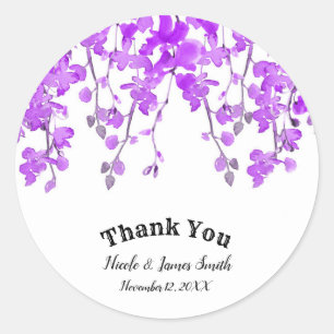 Frühlings-Violette-Orchideen-Zweige Florale Hochze Runder Aufkleber
