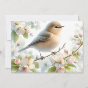 Frühlings-Vogel-Kirschblüten-Aquarell Feiertagskarte