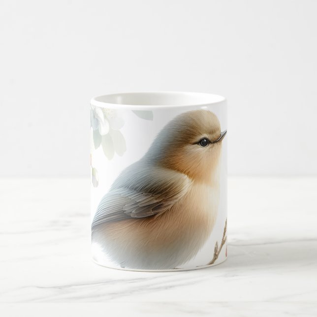 Frühlings-Vogel-Kirschblüten-Aquarell Kaffeetasse (Mittel)