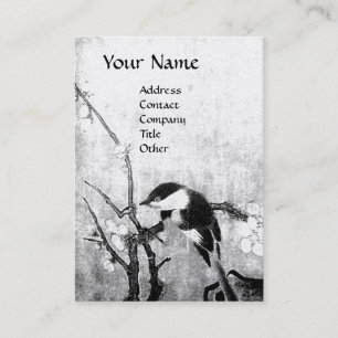 FRÜHLINGS-VOGEL-MONOGRAMM Schwarz-weiße Perle Visitenkarte