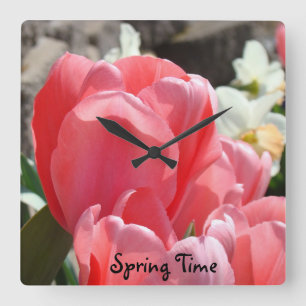 Frühlings Wanduhren Rosa Tulpen Blumen Geschenke