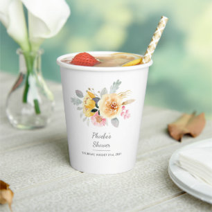 Frühlings-Watercolor Floral Rosa Gold Custom Pappbecher