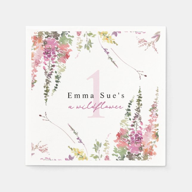 Frühlings-Wildblume Floral Geburtstag Napkins Serviette (Vorderseite)
