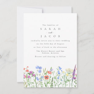 Frühlings-Wildblumen-Boho-Garten-QR-Code-Hochzeit Einladung