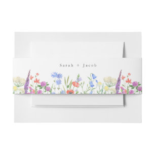 Frühlings-Wildblumen-Boho-Gartenhochzeit Einladungsbanderole