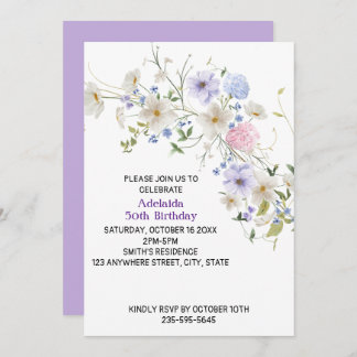 Frühlings-Wildblumen Boho Lila Pink-Blume Einladung