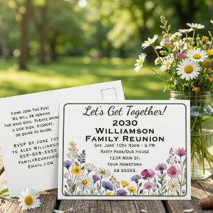 Frühlings-Wildblumen-Familientreffen-Einladungskar Feiertagspostkarte