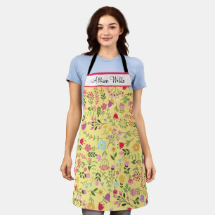 Frühlings-Wildblumen Florals auf Gelb Personalisie Schürze