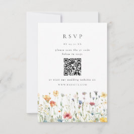 Frühlings-Wildblumen-QR-Code-Hochzeits-Antwortkart RSVP Karte