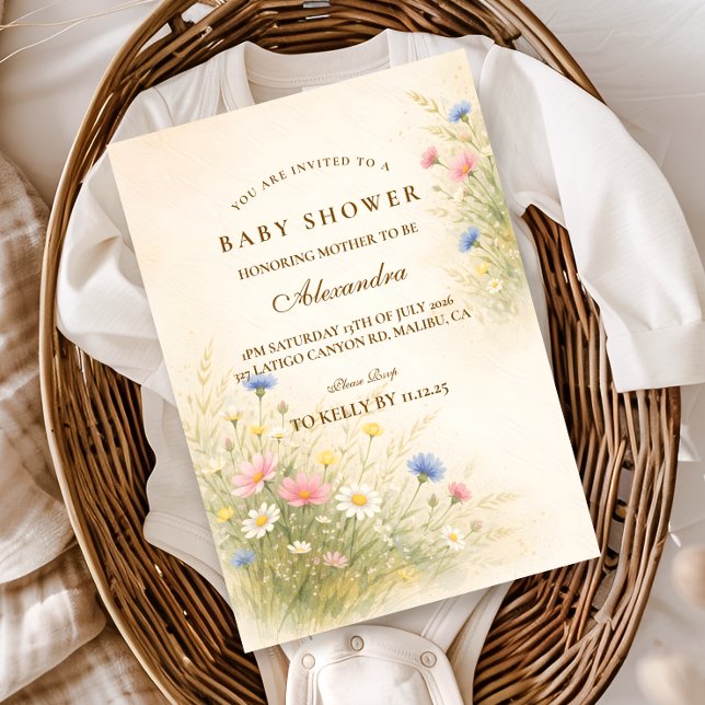 Frühlings-Wildblumenwiese-Baby-Party Einladung (Von Creator hochgeladen)