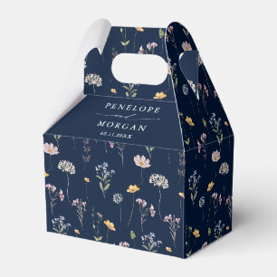 Frühlings-Wildblumenwiese Gartenhochzeit in Navy Geschenkschachtel