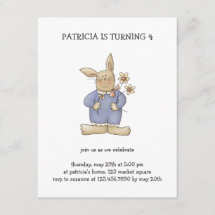 Frühlings-Zeit · Osterhase mit Blumen Einladung