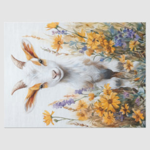 Frühlings-Ziegenkind Gelbe Wildblumen Decoupage Seidenpapier