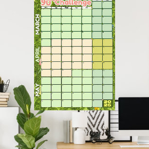 Frühlings-Zielsetzungs-Kalender 2025   90-Tage-Tra Poster
