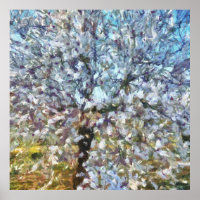 Frühlingsanhänger Blossom Pointillism Kunstwerk