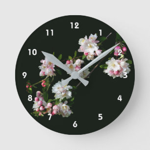 Frühlingsapfelblüten Floral Runde Wanduhr