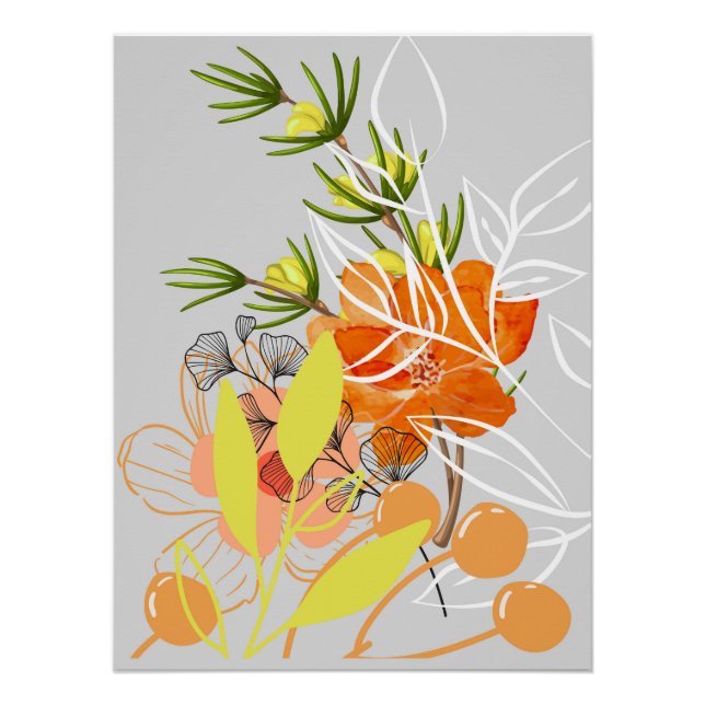 Frühlingsaquarelle Farbe von Blumen. Poster (Vorderseite)