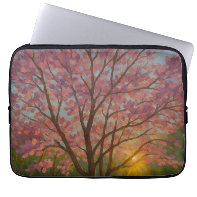Frühlingsaufwachen - blühende Baumlandschaft Laptopschutzhülle (Vorderseite)