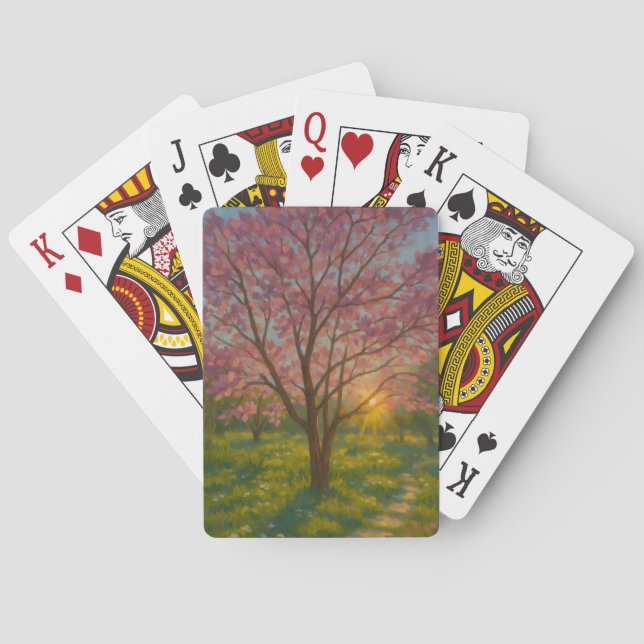 Frühlingsaufwachen - blühende Baumlandschaft Spielkarten (Rückseite)
