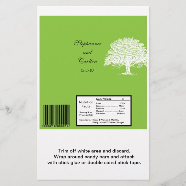 Frühlingsbaum Grün/Weiß Hochzeit Grosser Bar Wrapp Flyer (Vorne)
